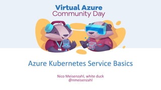 Azure Kubernetes Service Basics
Nico Meisenzahl, white duck
@nmeisenzahl
 