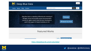 @vacekrae @UMichLibrary
https://deepblue.lib.umich.edu/data/
 
