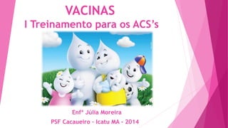 VACINAS
I Treinamento para os ACS’s

Enfª Júlia Moreira
PSF Cacaueiro – Icatu MA - 2014

 