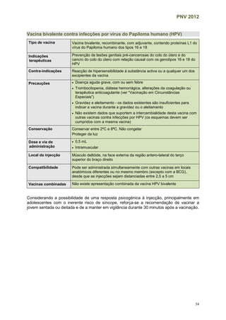 PNV 2012
35
Vacina bivalente contra o tétano e a difteria (Td)
Tipo de vacina Vacina combinada bivalente, contendo:
- toxó...