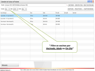 “ Filtre as vacinas por
Vacinado, Idade ou Em Dia”
 