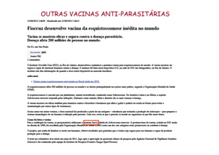 OUTRAS VACINAS ANTI-PARASITÁRIAS
 