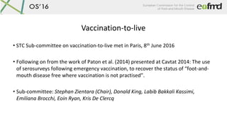 Vaccination-to-live
• STC Sub-committee on vaccination-to-live met in Paris, 8th June 2016
• Following on from the work of...