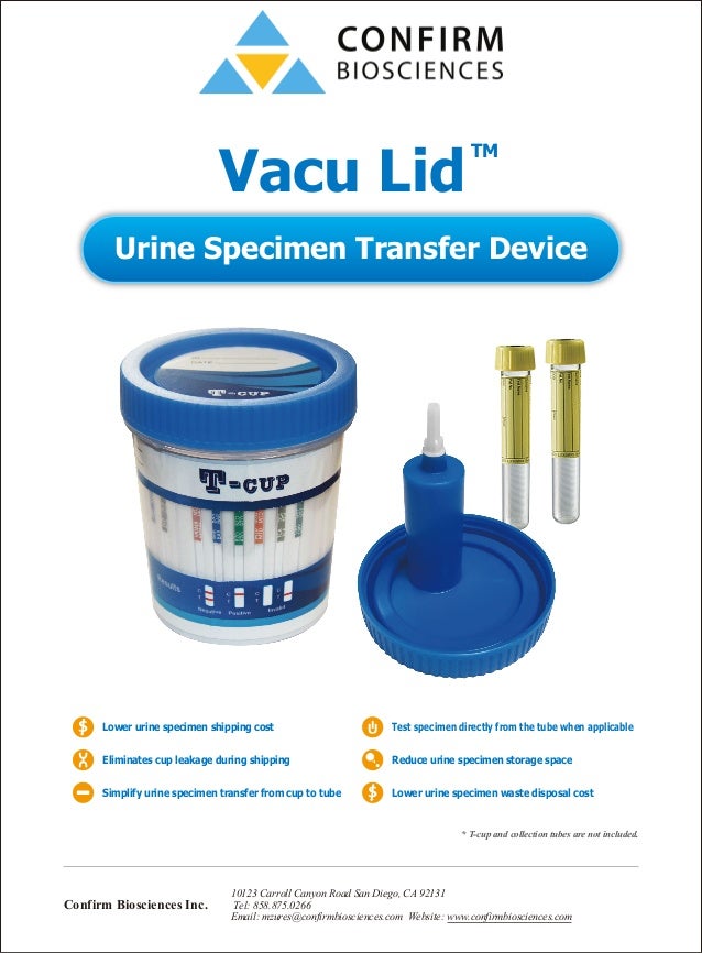Vacu Lid Urine Specimen Transfer Device Instructions