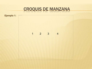 CROQUIS DE MANZANA
1 32 4
Ejemplo 1:
 