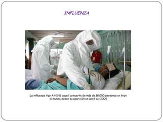 INFLUENZALa influenza tipo A H1N1 causó la muerte de más de 18,000 personas en todo el mundo desde su aparición en abril del 2009