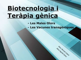 Biotecnologia i Teràpia gènica - Les Males Olors - Les Vacunes transgèniques Marc Brunet Cabré Aleix Aguilà Sotos 