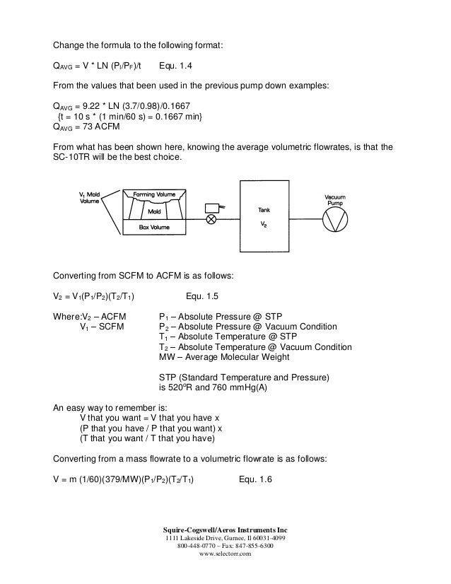 Vacuum pumpsizing