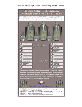 Supervac Silicone High Vacuum Diffusion Pump Oil: SV-SIGMA+
 