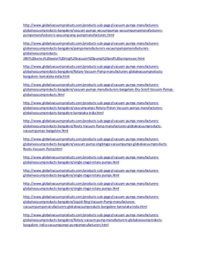 Vacuum pumps manufacturers in bangalore globalvacuumproducts