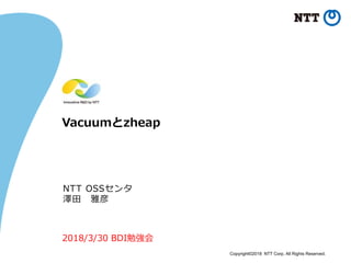 Copyright©2018 NTT Corp. All Rights Reserved.
Vacuumとzheap
NTT OSSセンタ
澤田 雅彦
2018/3/30 BDI勉強会
 