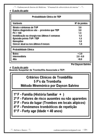 - - Vademecum do Interno de Medicina: “O manual de sobrevivência do interno” - -
- - Salvino e Soares - - -vademecumdointerno@gmail.com - 128 -
O pulo do gato
O pulo do gato
Quando Suspeitar de Trombofilia Associada a TEP:
 