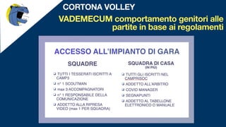 VADEMECUM comportamento genitori alle
partite in base ai regolamenti
CORTONA VOLLEY
 