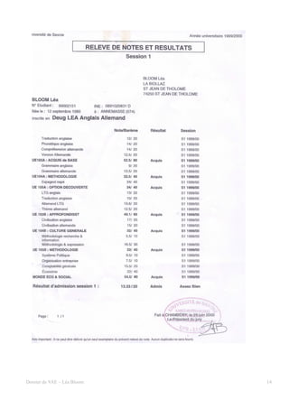 Dossier de VAE – Léa Bloom   14
 