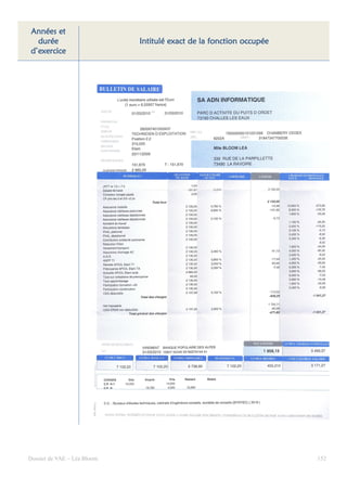 Années et
  durée                      Intitulé exact de la fonction occupée
d’exercice




Dossier de VAE – Léa Bloom                                           152
 