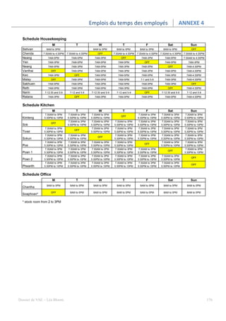 Emplois du temps des employés   ANNEXE 4




Dossier de VAE – Léa Bloom                                              176
 