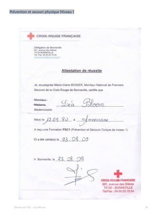 Prévention et secours physique Niveau 1




  Dossier de VAE – Léa Bloom              24
 