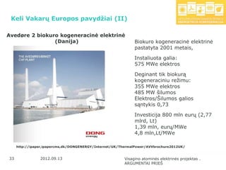 Keli Vakarų Europos pavydžiai (II)

Avedøre 2 biokuro kogeneracinė elektrinė
                (Danija)                                     Biokuro kogeneracinė elektrinė
                                                             pastatyta 2001 metais,

                                                             Instaliuota galia:
                                                             575 MWe elektros

                                                             Deginant tik biokurą
                                                             kogeneraciniu reţimu:
                                                             355 MWe elektros
                                                             485 MW šilumos
                                                             Elektros/Šilumos galios
                                                             sąntykis 0,73

                                                             Investicija 800 mln eurų (2,77
                                                             mlrd, Lt)
                                                             1,39 mln, eurų/MWe
                                                             4,8 mln,Lt/MWe

     http://ipaper,ipapercms,dk/DONGENERGY/Internet/UK/ThermalPower/AVVbrochure2012UK/


33              2012.09.13                              Visagino atominės elektrinės projektas .
                                                        ARGUMENTAI PRIEŠ
 