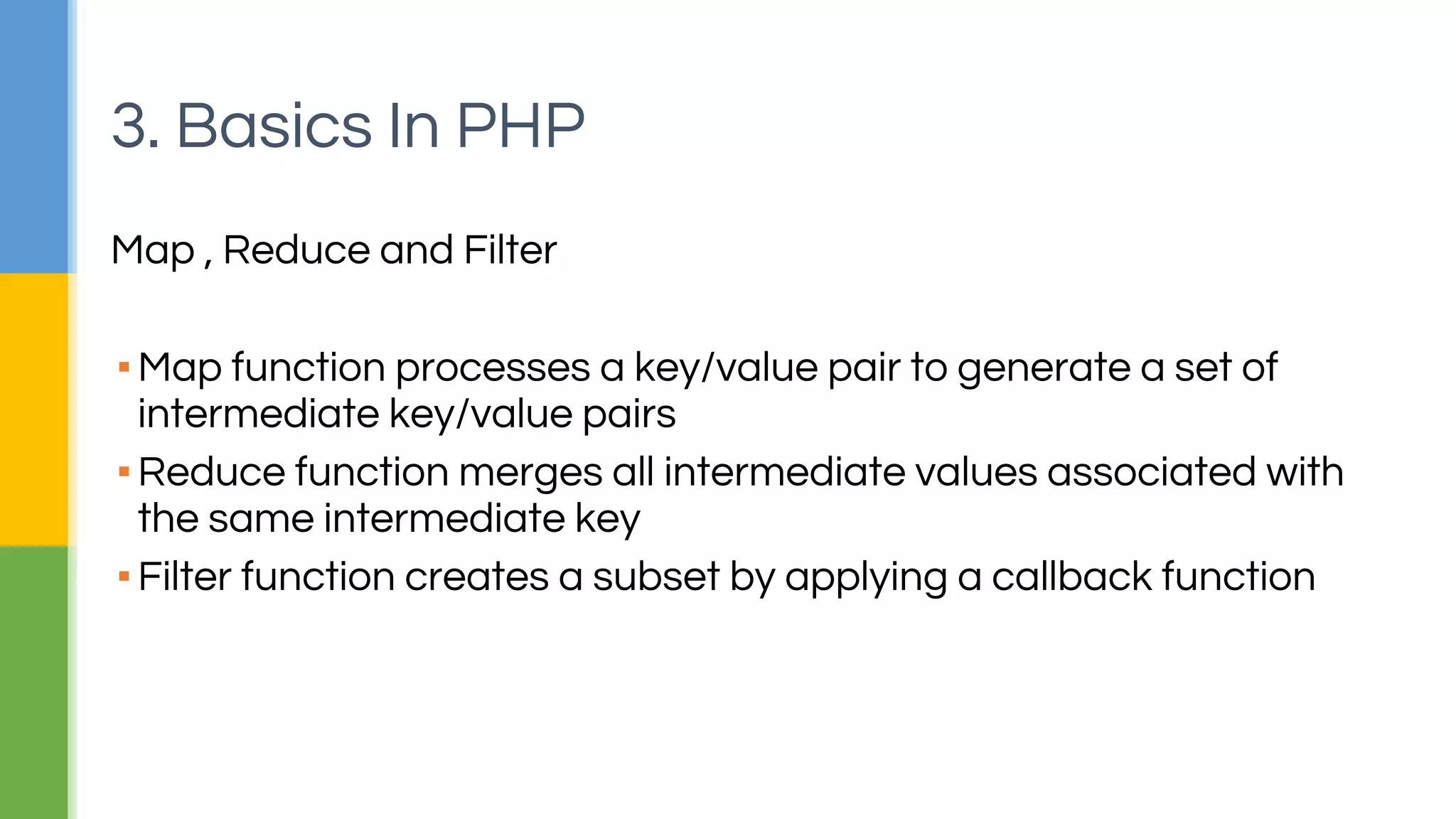 PHP is inherently imperative but
▪It supports basics of FP
▪It has lambda function
▪You can protect your code from changing state
▪There are many libraries for FP
3. Basics In PHP
 