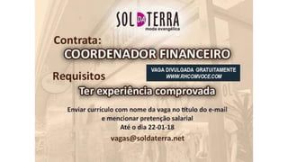 Vagas de Emprego - Goiânia e Região - 19-01-2018