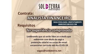 Vagas de Emprego - Goiânia e Região - 19-01-2018