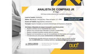 Vagas de Emprego - Goiânia e Região - 19-01-2018