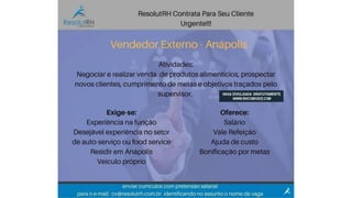 Vagas de Emprego - Goiânia e Região - 19-01-2018