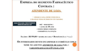 Vagas de Emprego - Goiânia e Região - 19-01-2018