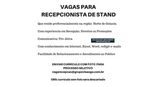 Vagas de Emprego - Goiânia e Região - 19-01-2018