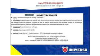 Vagas de Emprego - Goiânia e Região - 19-01-2018