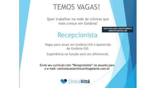 Vagas de emprego - Goiânia e Região - 29-08-2017