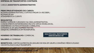 Vagas de emprego - Goiânia e Região - 29-08-2017