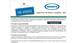 Vagas de emprego - Goiânia e Região - 29-08-2017