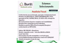 Vagas de emprego - Goiânia e Região - 29-08-2017