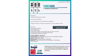 Vagas de emprego - Goiânia e Região - 29-08-2017