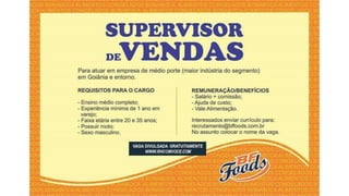 Vagas de emprego - Goiânia e Região - 29-08-2017