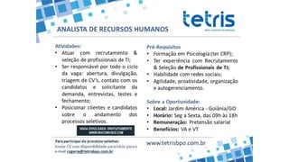 Vagas de emprego - Goiânia e Região - 29-08-2017