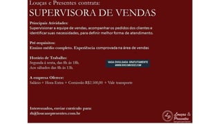 Vagas de emprego - Goiânia e Região - 29-08-2017