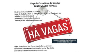 Vagas de emprego - Goiânia e Região - 29-08-2017