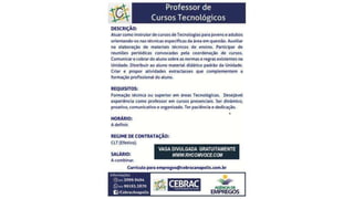 Vagas de emprego - Goiânia e Região - 29-08-2017