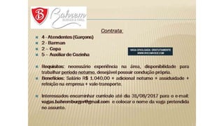 Vagas de emprego - Goiânia e Região - 29-08-2017