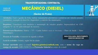 Vagas de emprego - Goiânia e Região - 29-08-2017