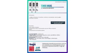 Vagas de emprego - Goiânia e Região - 29-08-2017