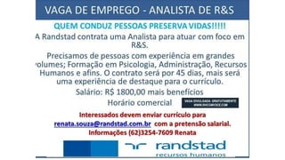 Vagas de emprego - Goiânia e Região - 29-08-2017