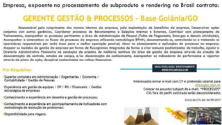 Vagas de emprego - Goiânia e Região - 29-08-2017