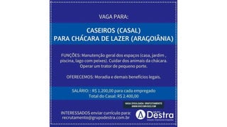 Vagas de emprego - Goiânia e Região - 29-08-2017