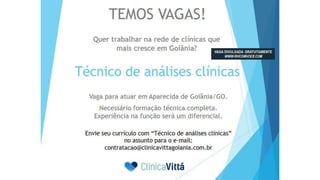 Vagas de emprego - Goiânia e Região - 29-08-2017