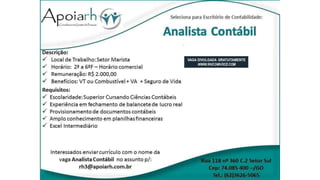 Vagas de emprego - Goiânia e Região - 29-08-2017