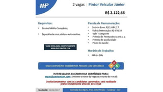 Vagas de emprego - Goiânia e Região - 29-08-2017