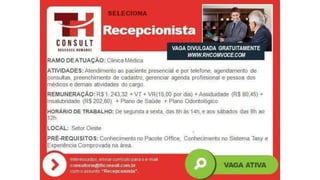 Vagas de emprego - Goiânia e Região - 29-08-2017